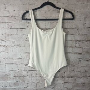 House of Harlow Women's Medium Sleeveless Tank Bodysuit Off White Nylon Stretch